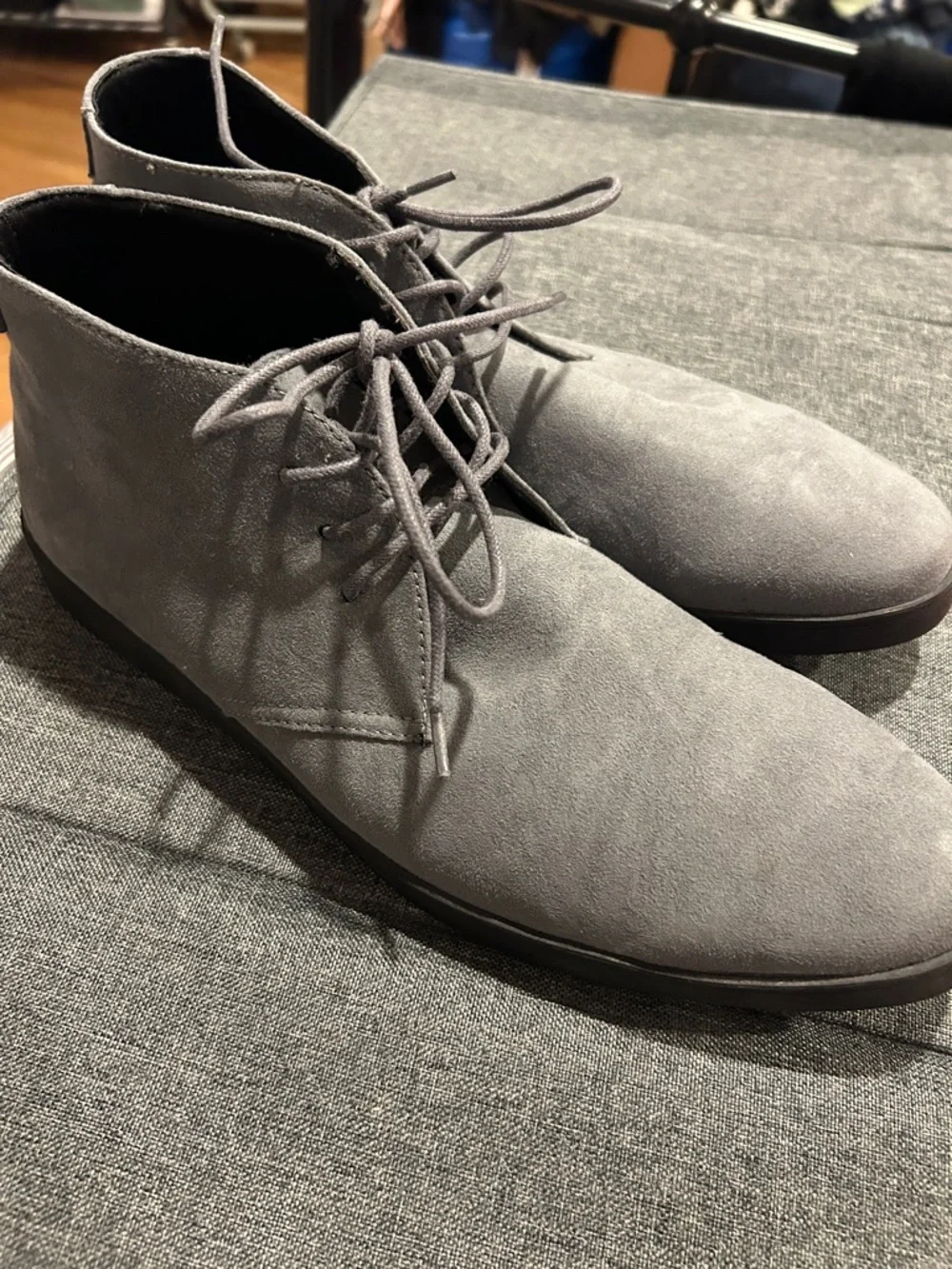 Alfani Barret Men's Gray Suede Lace-Up Chukka Boots